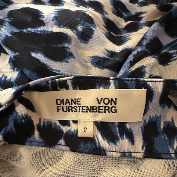 Diane Von Furstenberg DVF Wrap Dress Julian Silk Heritage Snow Cheetah Blue 2 - Picture 6 of 6